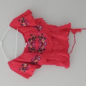 Beautiful Floral, red embroidered top
